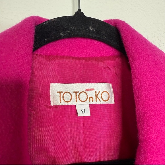 Totonko Vibrant Pink Wool Coat Size 8 Medium 20” PTP - Picture 3 of 15